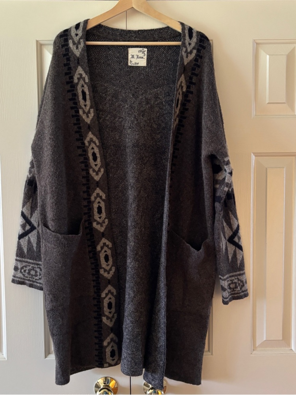 M. Rena Tribal Open Front Cardigan Sweater